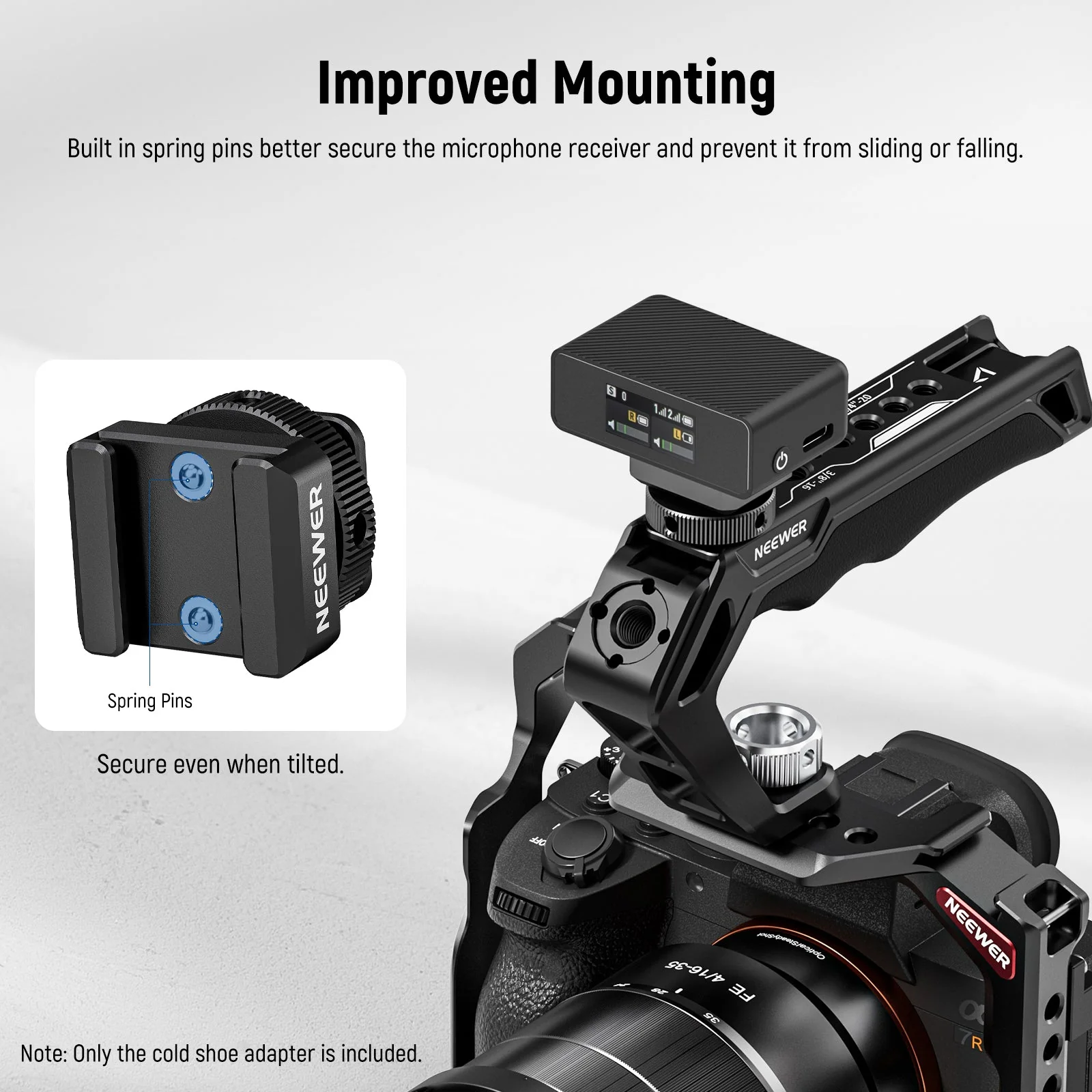 NEEWER UA030 Cold Shoe Mount Adapter For DJI Wireless Microphone - Image 3