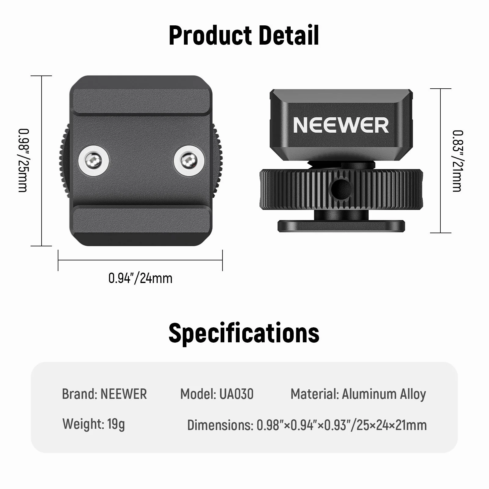 NEEWER UA030 Cold Shoe Mount Adapter For DJI Wireless Microphone - Image 8