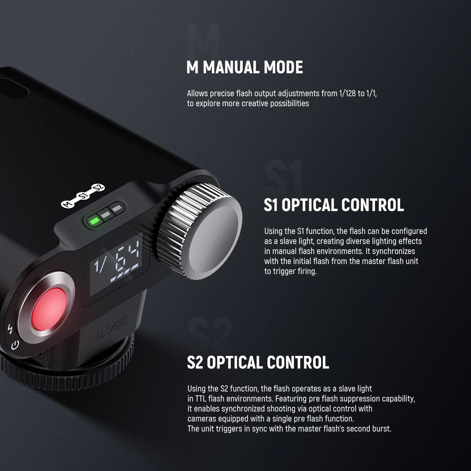 NEEWER Z160 SE Camera Flash with M/S1/S2 Modes & 1200mAh Built in Battery - Image 4