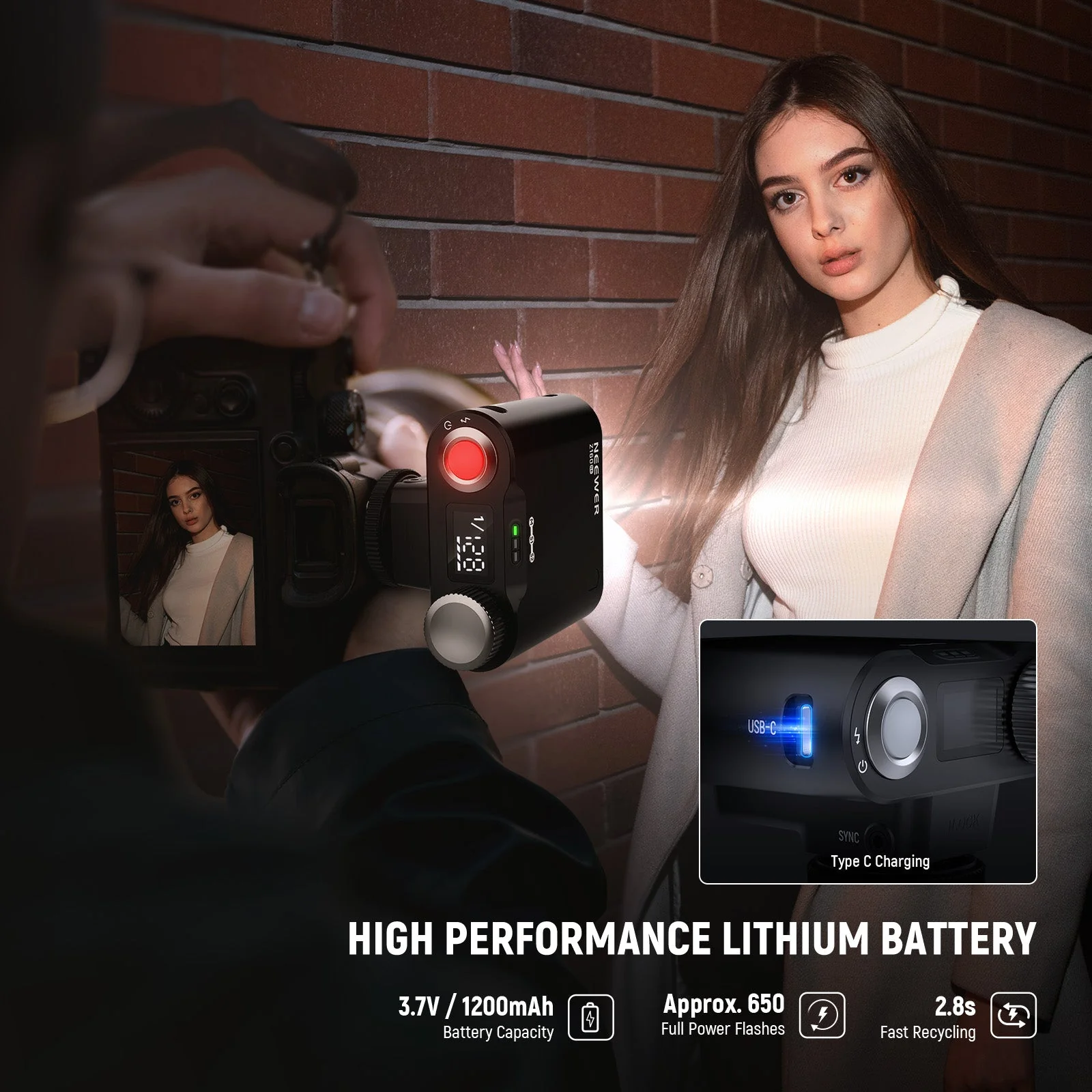 NEEWER Z160 SE Camera Flash with M/S1/S2 Modes & 1200mAh Built in Battery - Image 6