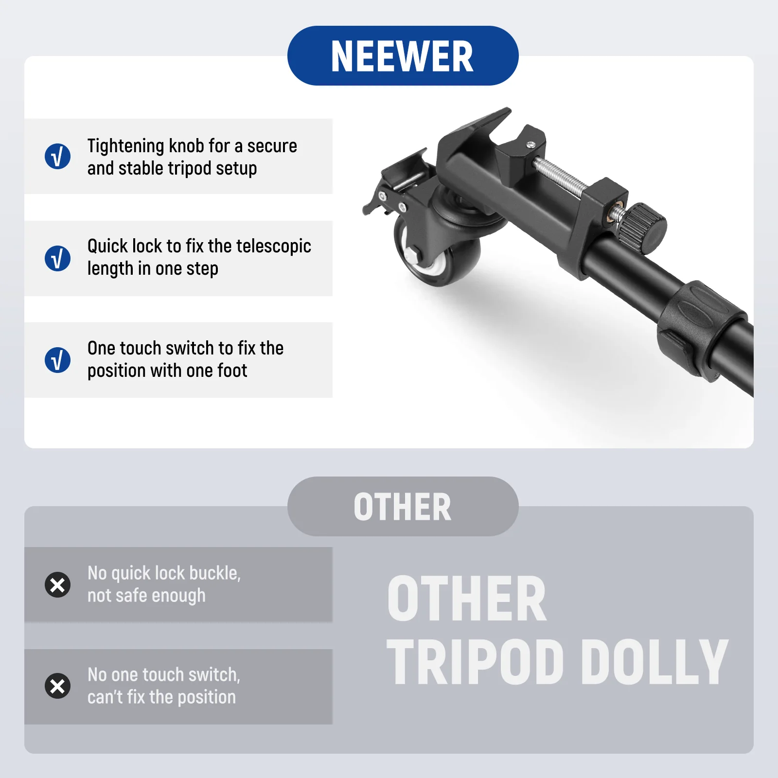 NEEWER Heavy Duty Photography Tripod Dolly - Image 3