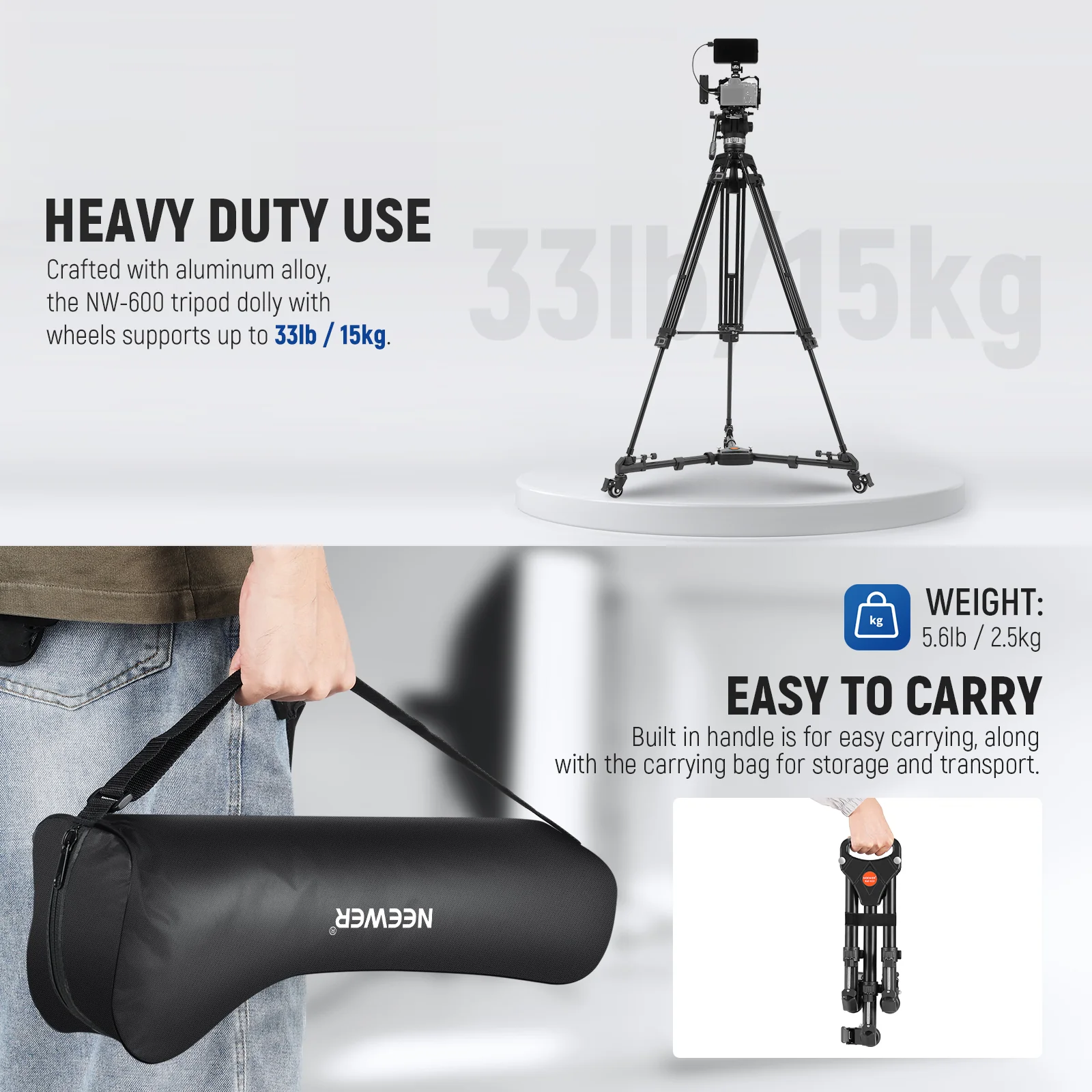 NEEWER Heavy Duty Photography Tripod Dolly - Image 5