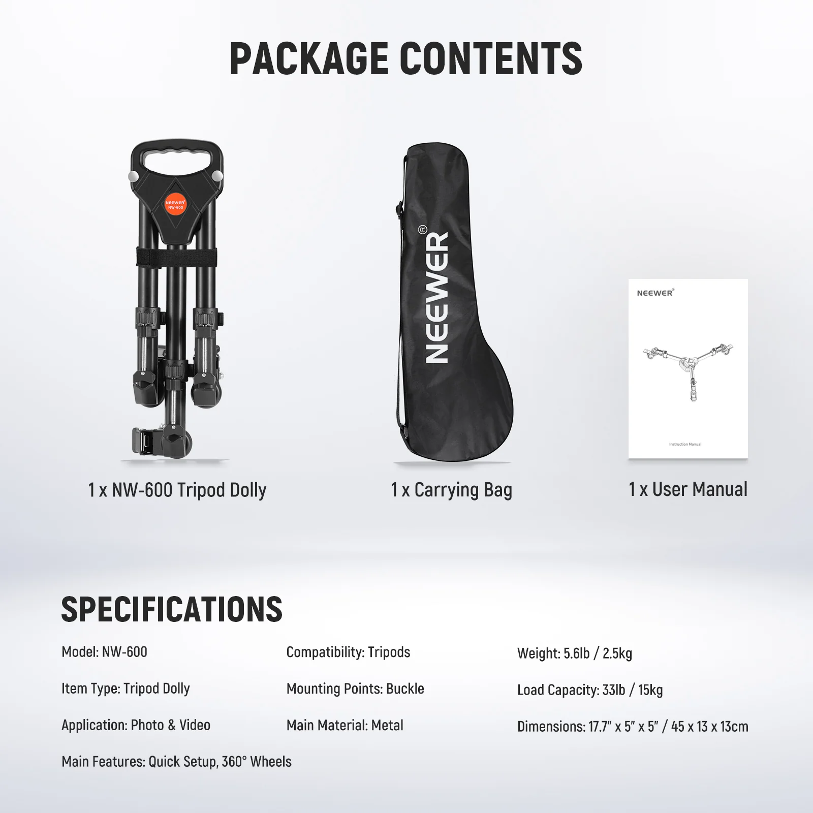 NEEWER Heavy Duty Photography Tripod Dolly - Image 9